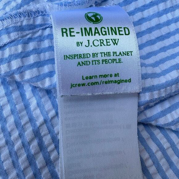 Crewcuts J. Crew Seersucker Dress Girls 10 Blue Striped Smocked Preppy Coastal - Picture 5 of 10